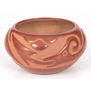 Juanita Gonzales (San Ildefonso, 1909-1988) Carved Pottery Bowl 
