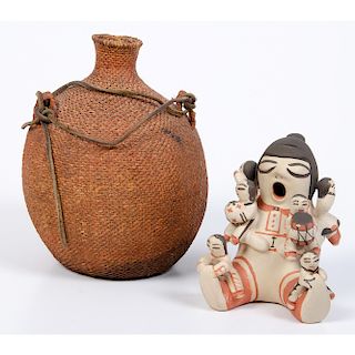 Apache Tus and Cochiti Pottery Storyteller