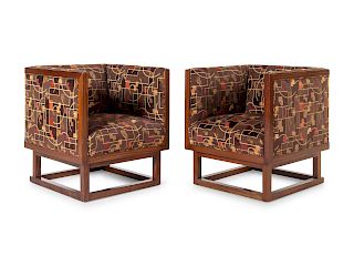 Josef Hoffman
(Austrian 1870-1956)
Pair of Cabinett Lounge Chairs, c. 1990 Wittmann Mobelwerkstattten, Austria