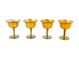 Steuben
American, Early 20th Century
 A Set of Four Stemmed Goblets