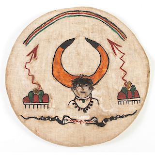 Pueblo Painted Muslin Dance Shield Cover