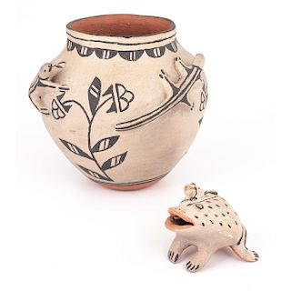 Cochiti Pottery Bowl and Frog, From The Harriet and Seymour Koenig Collection, New York