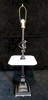 PUTTI FIGURAL METAL & MARBLE LAMP TABLE 