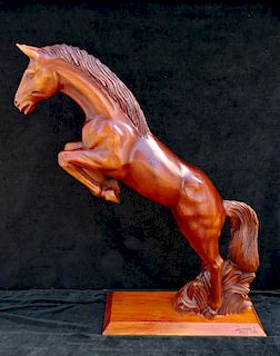 CARVED WOOD HORSE SGN. ZANBRANO PASTO 