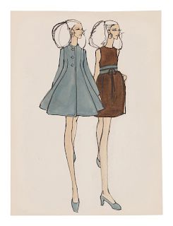 Issey Miyake for Geoffrey Beene Fashion Illustration, 1969