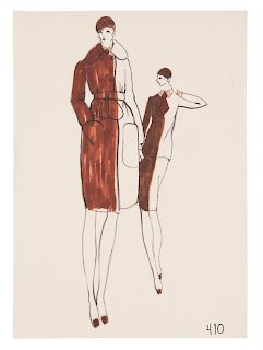 Jeff Sayre for Geoffrey Beene Fashion Illustration, c.1970