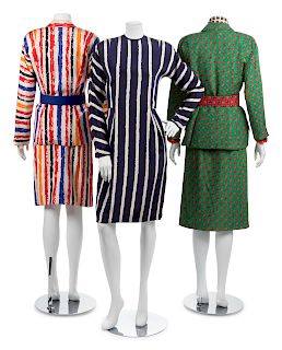 Two Geoffrey Beene Suits and One Dress, 1980s