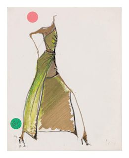 Three Alber Elbaz for Geoffrey Beene Fashion Illustrations, c. 1991