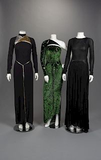 Three Geoffrey Panne Velvet Evening Dresses, Fall 1990