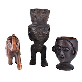 Three African Wood Carvings.