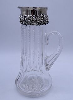 CRYSTAL & STERLING SILVER PITCHER 