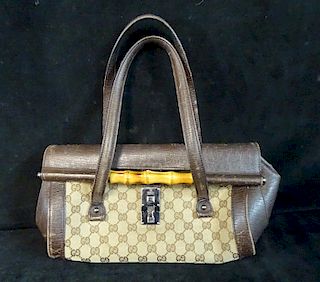 GUCCI LEATHER BAG WITH BAMBOO HANDLE