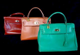 LOT 3 FAUX HERMES LEATHER BAGS