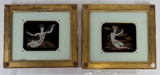 Pair Reverse Pictures on Glass, Women