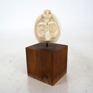 Indian Miniature Head on Wood Plinth