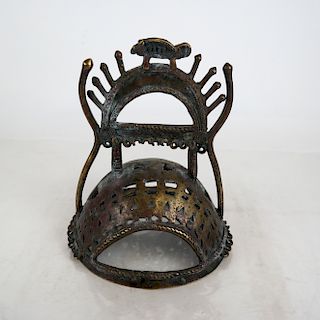 Tibetan Sculpture of a Bronze Helmet