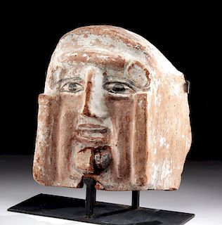 Romano-Egyptian Pottery Sarcophagus Lid Fragment - Face