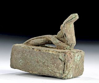 Egyptian Bronze Votive Sarcophagus w/ Snake