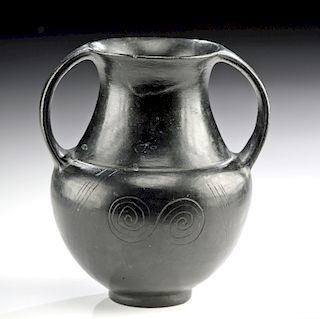 Miniature Etruscan Bucchero Ware Spiral Amphora