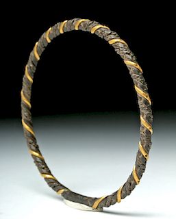 Gorgeous Viking Silver Bracelet w / Gold Banding