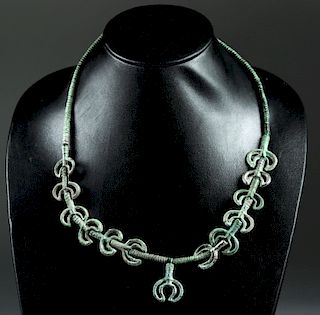 Viking Bronze Neck Torque w/ Crescent Shaped Beads