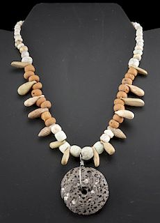 Sumerian Faience & Roman Bone & Glass Bead Necklace