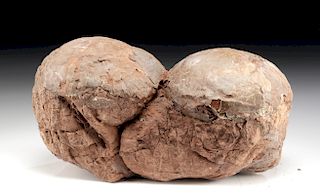 Pair of Chinese Cretaceous Fossilized Hadrosaur Eggs