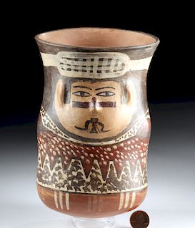 Nazca Polychrome Figural Vessel of Lord or Shaman