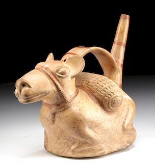 Sican Lambayeque Ceramic Stirrup Vessel - Llama