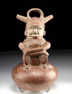 Large Chorrera Pottery Seated Figure Vessel w/ TL