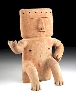 Tall Quimbaya Pottery Seated Male Slab Figure