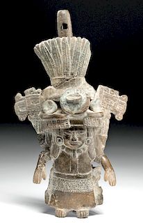 Veracruz Ceremonial Pottery Flute w/ Priest Figure