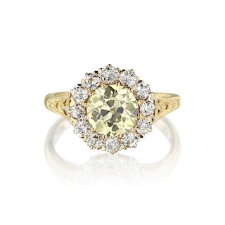 1.37-Carat Fancy Brownish Greenish Yellow Diamond Ring