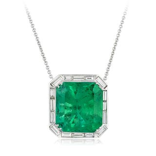 33.62-Carat Colombian Emerald and Diamond Necklace