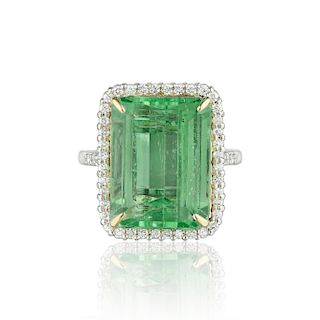 12.04-Carat Colombian Emerald and Diamond Ring