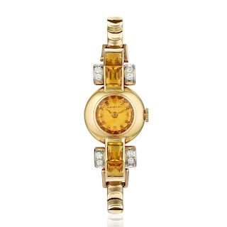 Tiffany & Co. Retro Citrine and Diamond Watch in 14K Gold