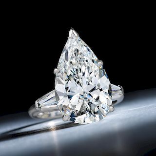 6.43-Carat Pear-Shaped Diamond Ring