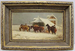 KAMIENSKI, A. Signed 19th C. Oil on Panel. Russian