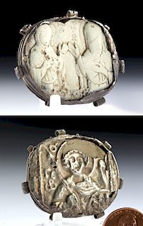 5th C. Holyland Byzantine Steatite / Silver Pendant