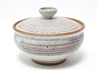 Karen Karnes Stoneware Art Pottery Covered Bowl