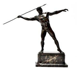 Karl Mobius Javelin Thrower Bronze Sculpture