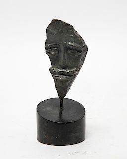 Modern Abstract Bronze Head Sculpture