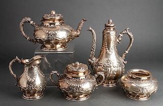 Art Nouveau Gorham Silver Ornate Tea Service 5 Pcs