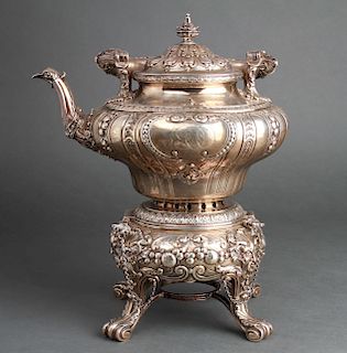 Gorham Silver Ornate Teapot Kettle on Stand