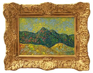 Abraham Pariente "Fauvist Landscape" Oil on Board