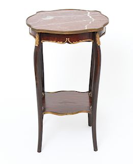 French Marble Top Side Table w Gilt Bronze Mounts