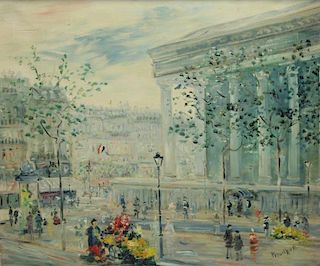 PROUDHON. Oil on Canvas. Paris Street Scene.