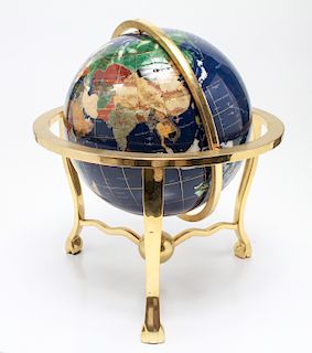 Mineral Specimen Table Globe on Brass Tripod Stand