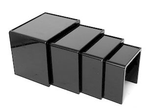Modern Black Lacquered Nesting Tables Set of 4