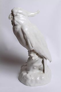 Continental White-Glazed Porcelain Cockatoo Figure